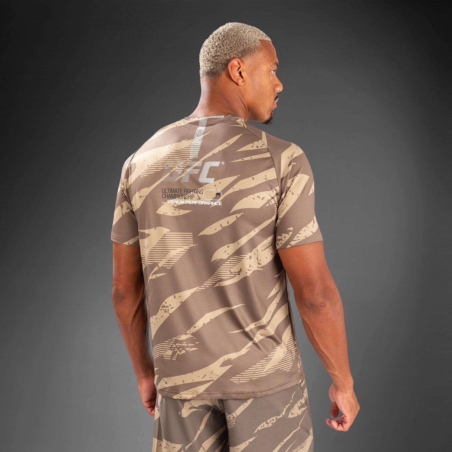 Venum UFC Adrenaline Men's Dry Tech Performance T-Shirt - Desert Camo MMA Training & Fight Week Apparel for Workouts & Combat Sports