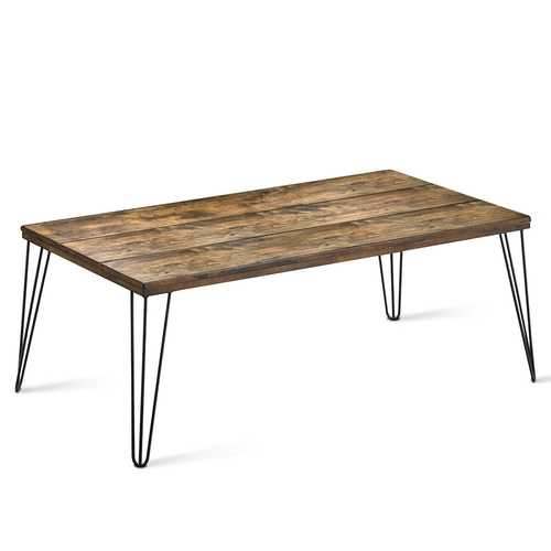 Rustic Industrial Solid Wood Rectangular Cocktail Coffee Table - Modern Farmhouse Living Room Furniture for Home Decor & Entertaining