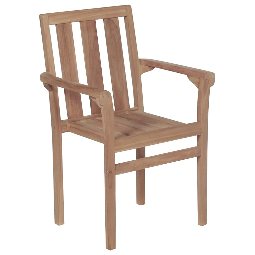 4-Piece Stackable Teak Wood Garden Chairs Set - Solid Wood Outdoor Director's Chairs with Cushions for Camping, Poolside, Beach, Deck & Patio Furniture