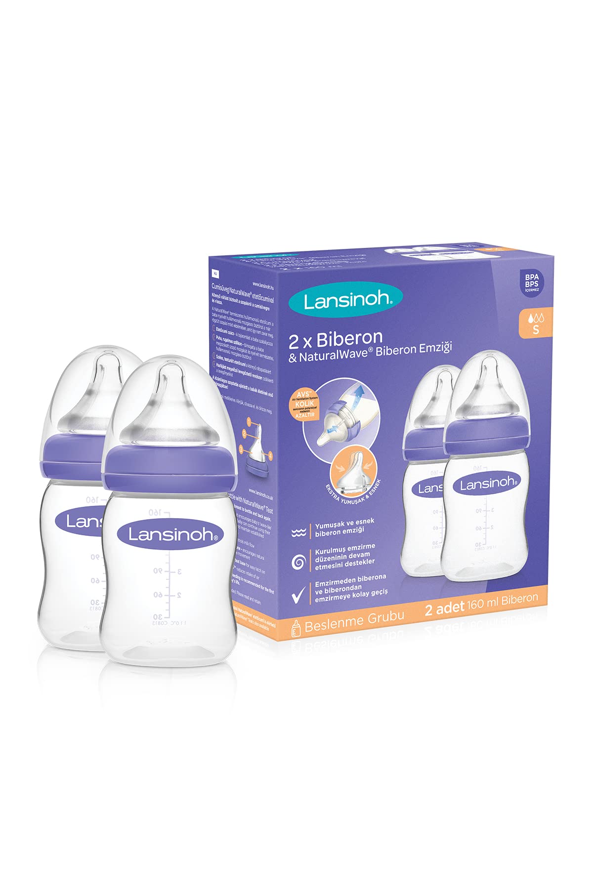 Lansinoh Momma Breastmilk Feeding Bottle with NaturalWave Slow Flow Nipple - 5oz (2-Pack) - BPA-Free Baby Bottles for Breastfed Infants - Ideal for Newborns, Travel & Daycare Use