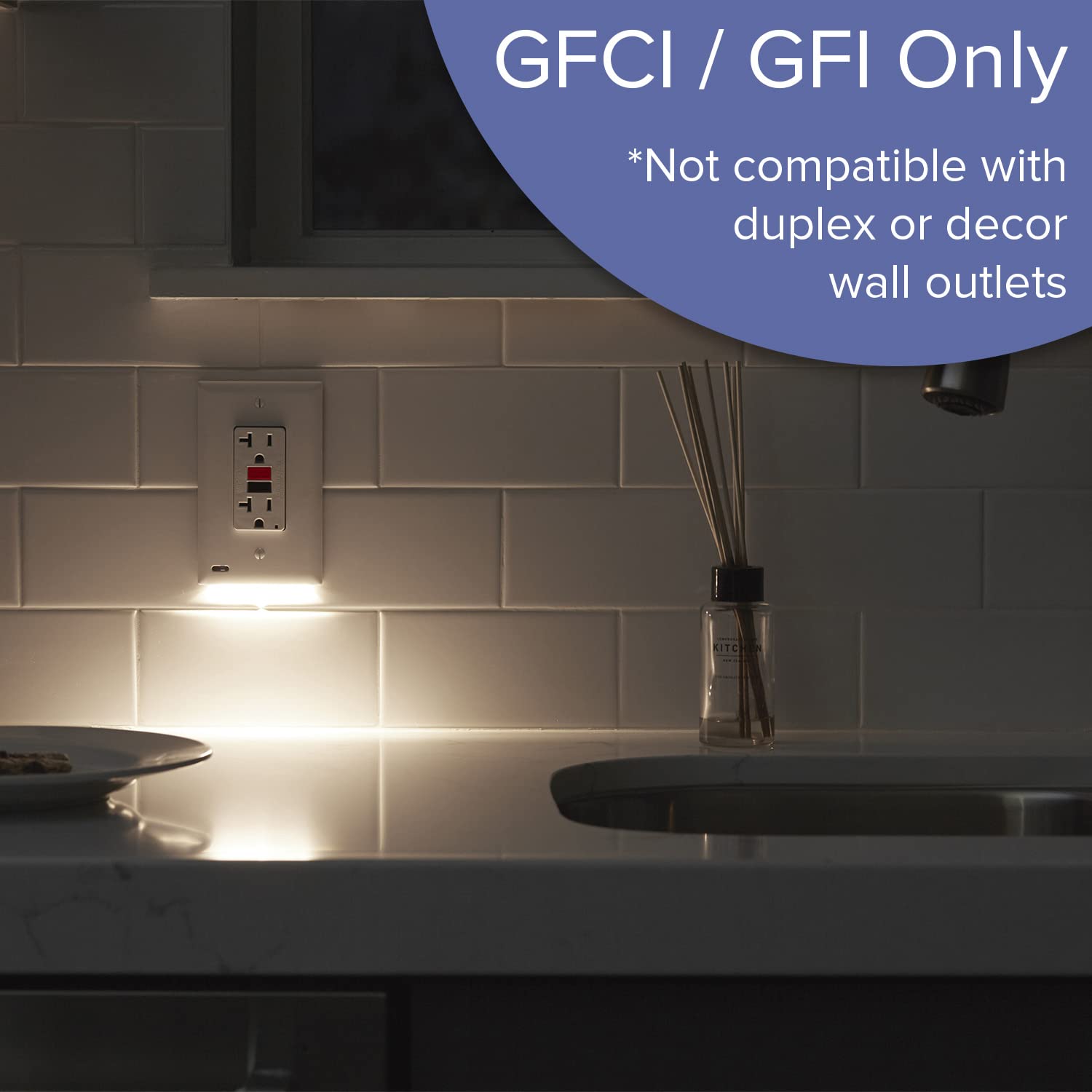 SnapPower 10 Pack GuideLight 2 GFCI Outlet Cover with LED Night Light - Auto On/Off Sensor - Replacement for Plug-in Night Lights - Electrical Receptacle Wall Plate (Black) - Perfect for Hallways, Bathrooms & Bedrooms at Night