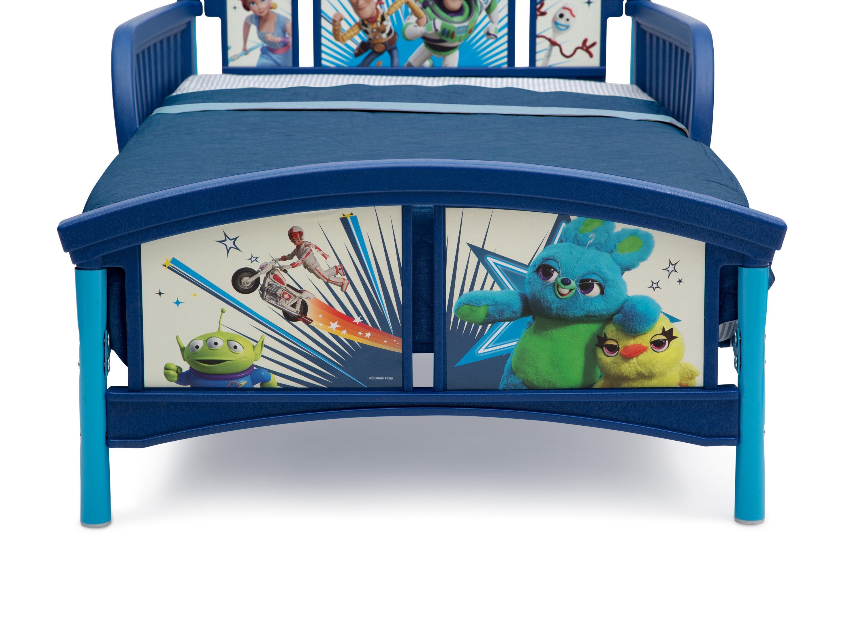 Toy Story 4 Plastic Toddler Bed for Kids - Disney Pixar Character Themed Children's Sleeping Furniture - Perfect for Nursery, Bedroom, and Daycare Use
