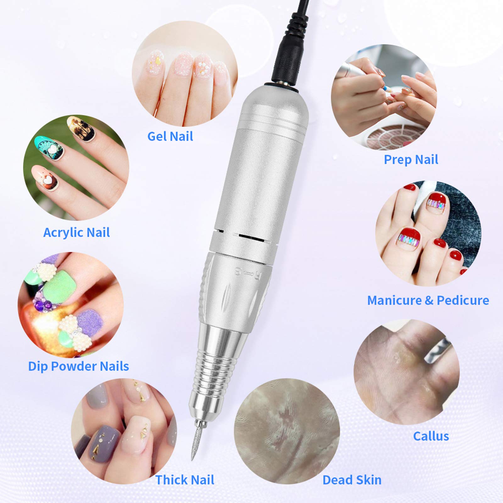 35000RPM Professional Electric Nail File with Foot Pedal & Pen Holder - High Speed Nail Drill for Acrylic Nails, Manicure, Pedicure, Cuticle Removal & Nail Polishing - Perfect for Salon & Home Nail Care