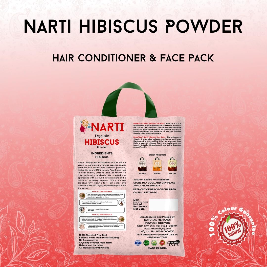 Organic Hibiscus Powder for Face Pack - 499g | Gudhal | Natural Skincare for Glowing Skin & Anti-Aging | DIY Face Masks & Hair Treatments