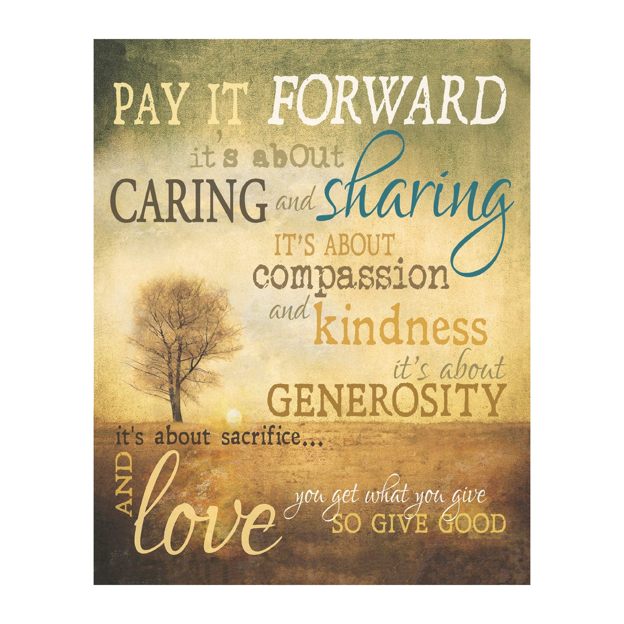 Pay It Forward - Vintage Inspirational Wall Art Print, Motivational Landscape Decor for Home, Bedroom, Office & Farmhouse - 8x10 Unframed - Perfect Gift for Kindness & Goodwill Reminder (Great for Living Room, Study or Entryway Decor)