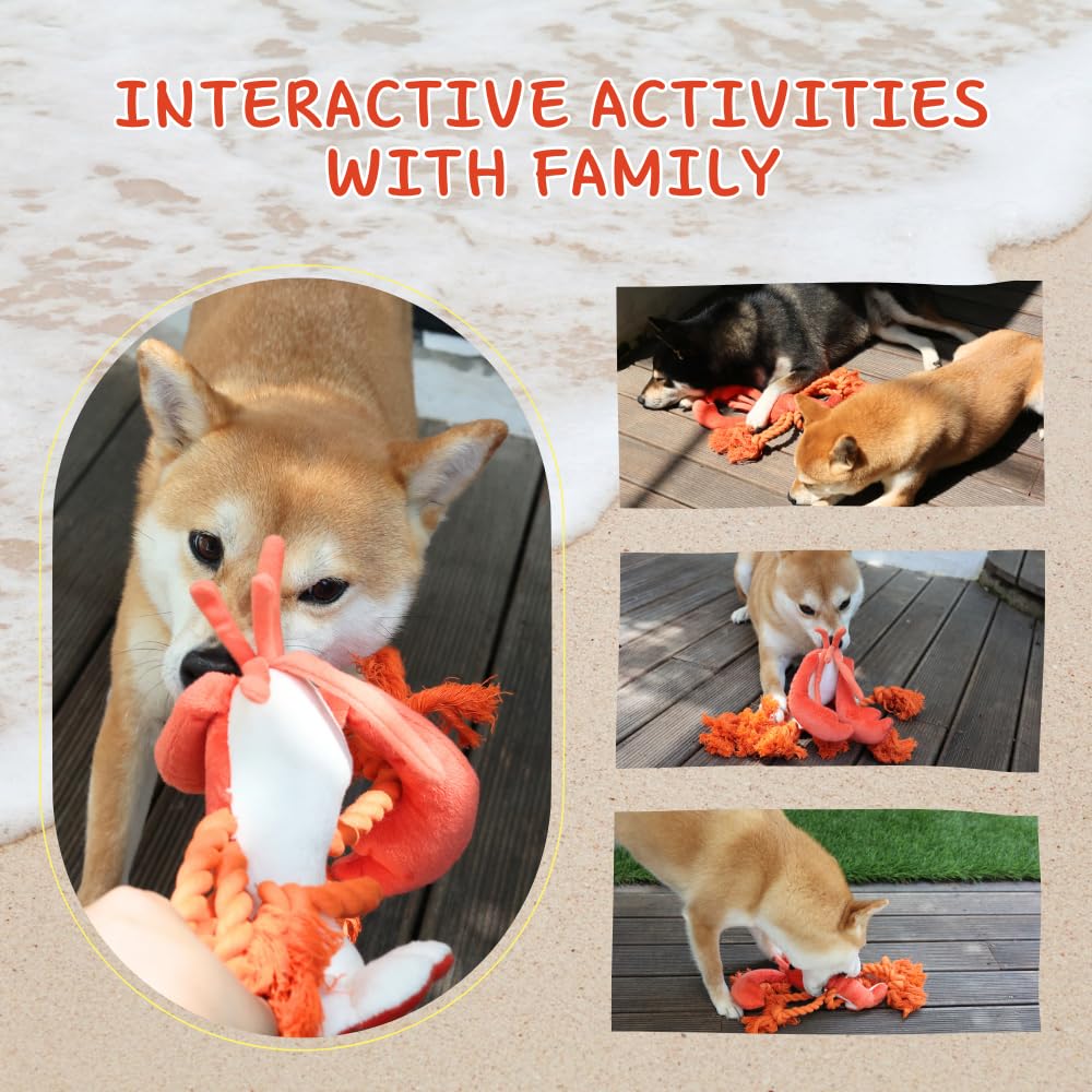 Squeaky Lobster Dog Toy - Large Plush Tug of War Chew Toy for Puppies, Small, Medium & Large Dogs - Interactive Play for Indoor & Outdoor Fun