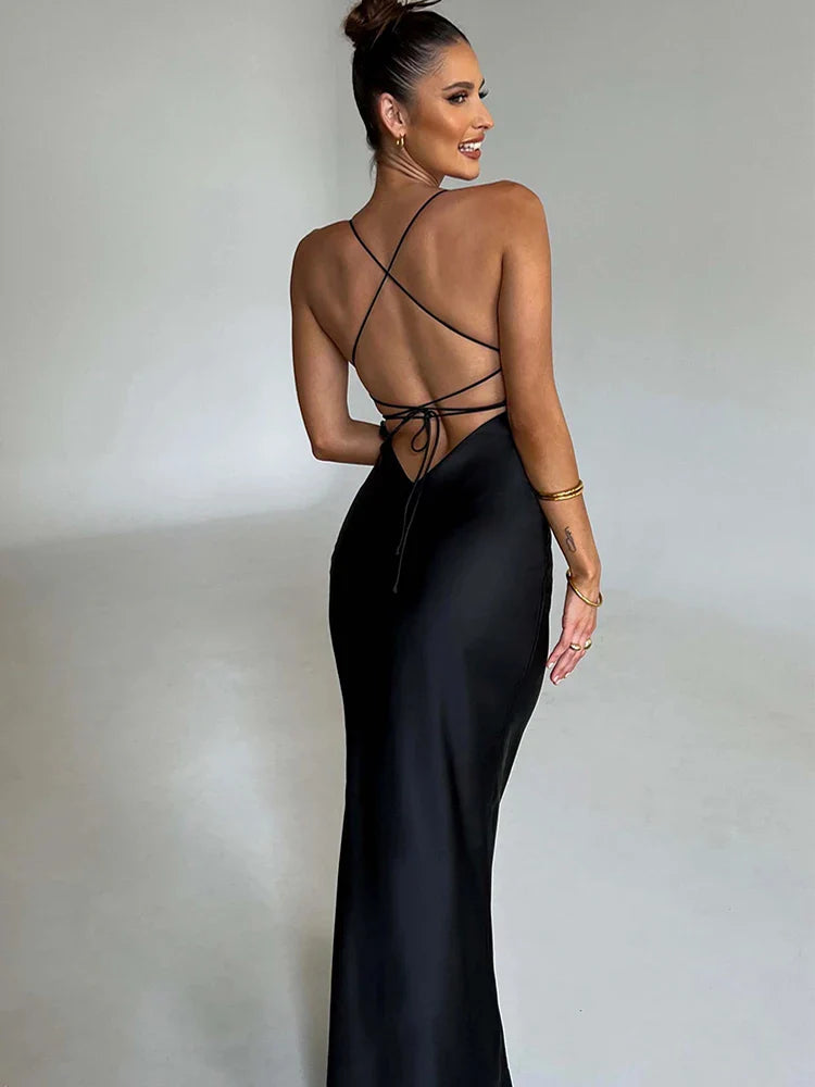 Articat Women's Satin Backless Lace-Up Mermaid Slip Dress - Sweetheart Neck Sexy Slim Bodycon Silk Gown for Evening Party, Prom, Wedding Guest & Cocktail Dresses | Elegant Formal Wear for Special Occasions