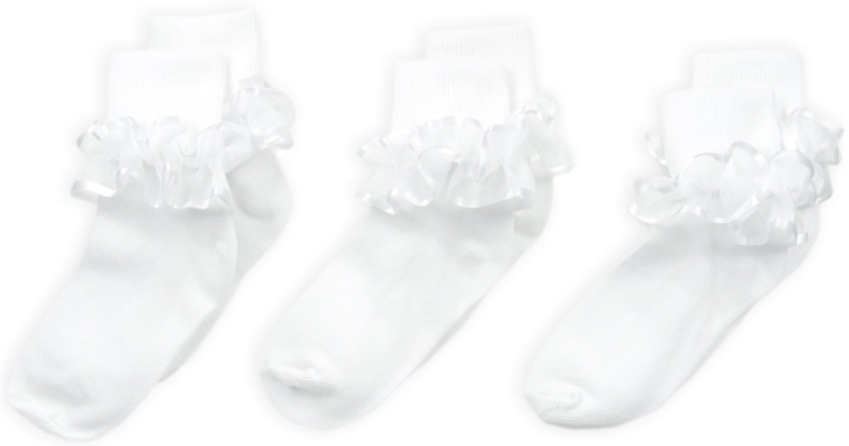 Jefferies Big Girls' Frilly Lace Socks - 3 Pair Pack | Cute & Comfortable Dress Socks for School, Parties & Special Occasions