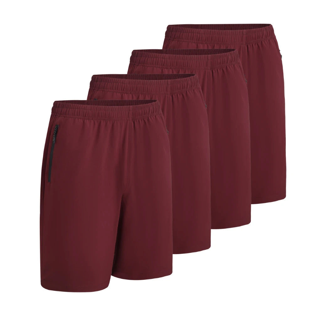 4 Pack Men's Comfortable Elastic Waist Shorts with Pockets - Breathable Quick-Dry Casual Workout & Lounge Shorts for Summer Outdoor Activities
