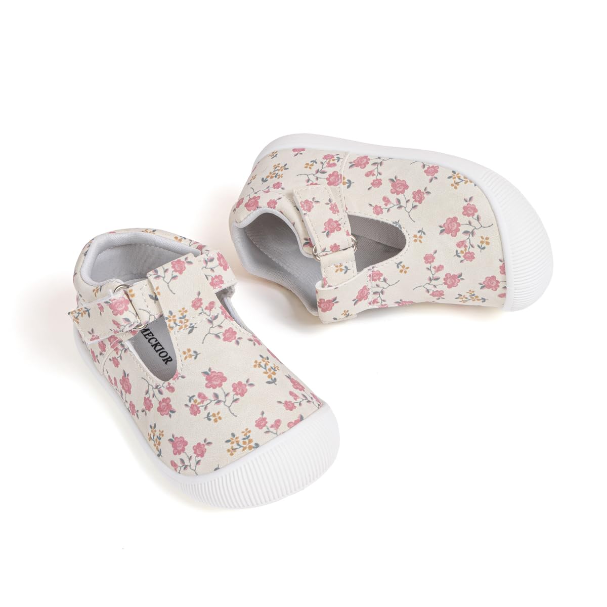 Meckior Baby Girls First Walking Shoes - Non-Slip Mary Jane T-Strap Toddler Shoes with Anti-Collision Toe | Lightweight Summer Dress Shoes for Weddings, Parties & Special Occasions