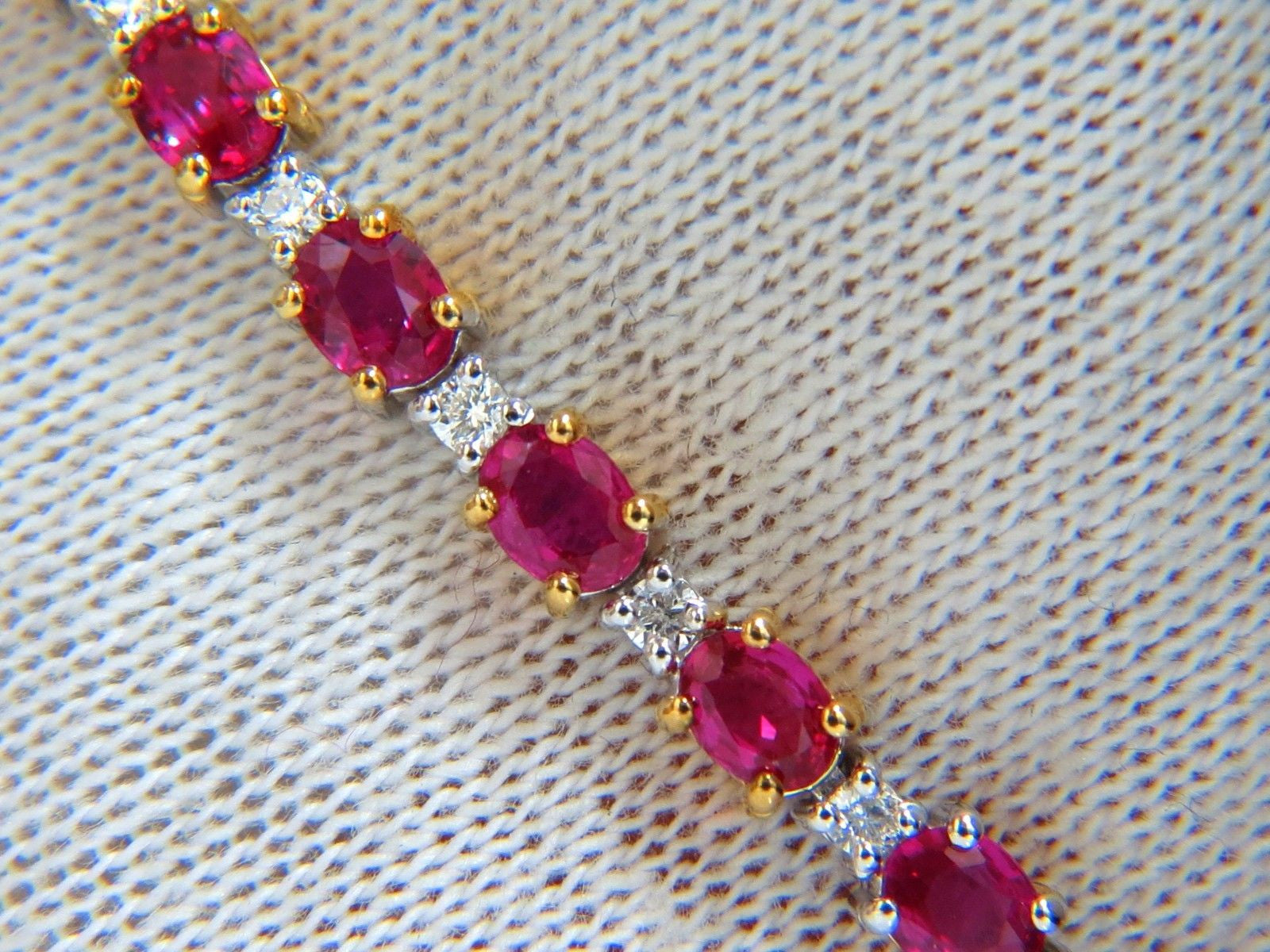6.88ct Natural Bright Red Ruby & Diamond Alternating Tennis Bracelet in 14K Gold - Perfect for Weddings, Anniversaries & Special Occasions