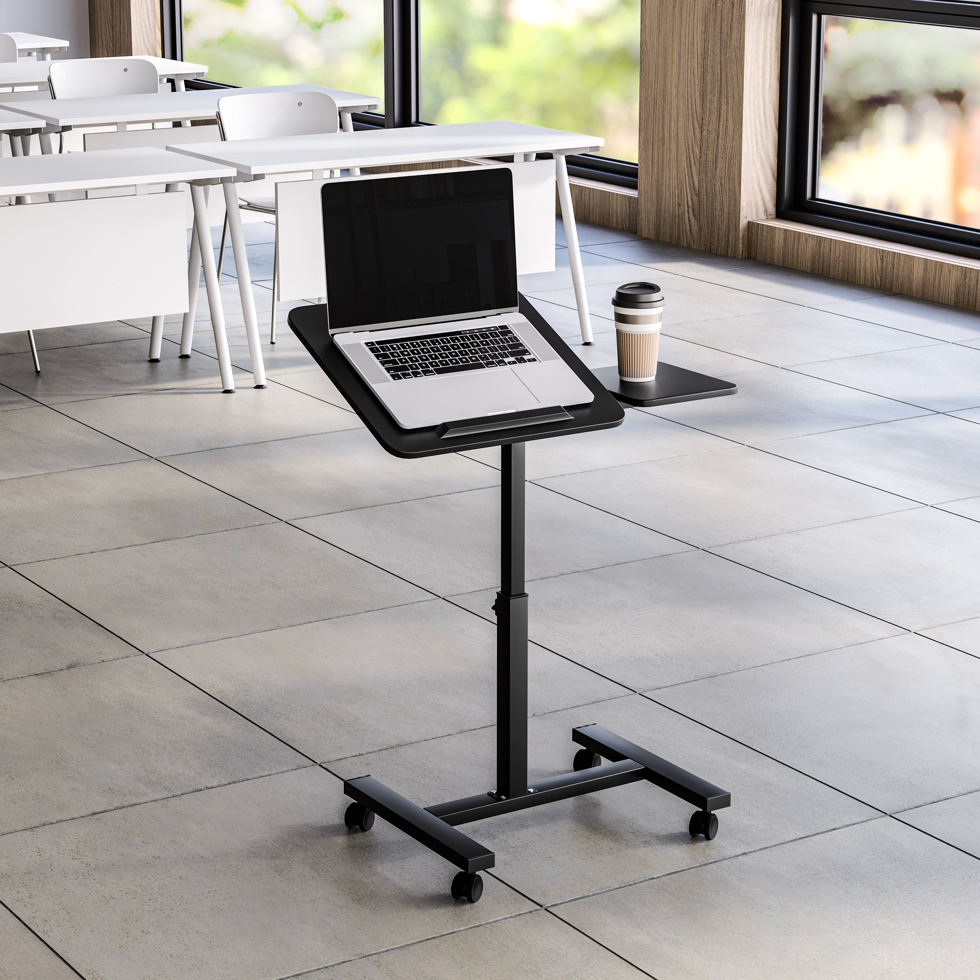airLIFT® Tilting Mobile Desk Cart - Adjustable Height Rolling Workstation for Office, Home & Classroom - Perfect for Standing Desks, Computer Work & Study