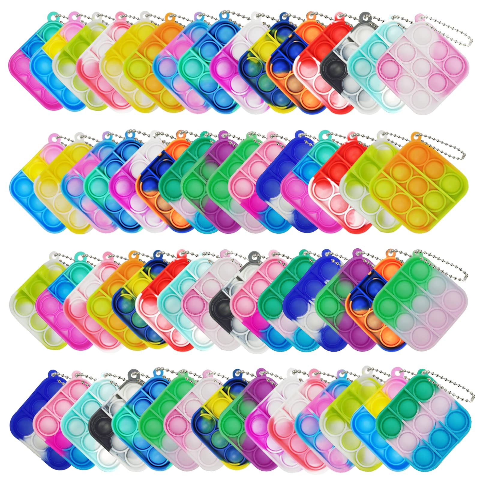 60 Pcs Mini Pop Bubble Fidget Toys - Bulk Silicone Stress Relief Keychains for Kids, Classroom Prizes, Party Favors & Goodie Bag Stuffers - Perfect Christmas, Valentine's Day Gifts for Students (Great for Anxiety Relief, Focus & Sensory Play)