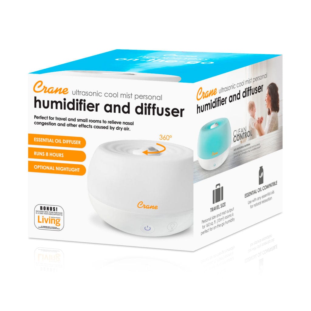 0.2 Gal 2-in-1 Ultrasonic Cool Mist Humidifier & Essential Oil Diffuser for Small Rooms - Compact Air Moisturizer with Aromatherapy Function for Bedroom, Office, Nursery | White