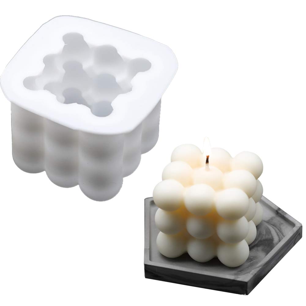 3D Cube Silicone Mold for Soy Wax Candles, Handmade Soap & Fondant - Reusable Candle Molds for DIY Crafts, Home Decor & Wedding Centerpieces