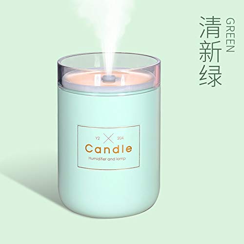 280ML Ultrasonic Aroma Diffuser with Essential Oils, USB-Powered Air Humidifier & Car Purifier, Romantic Candlelight Mist Maker with Anion Technology (Green) - Perfect for Bedroom, Office, Yoga and Relaxation Spaces