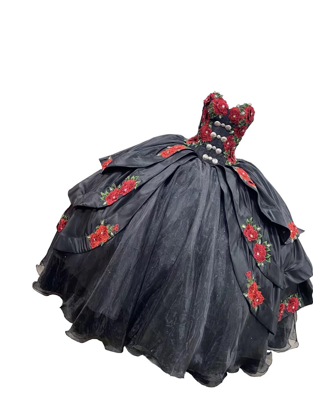 Elegant Crystal Floral Appliques Quinceanera Dress | Ball Gown Princess Formal Prom Charro Dress for Sweet 15 Girls 2025 | Perfect for Quinceañera Celebrations, Prom Nights & Special Occasions