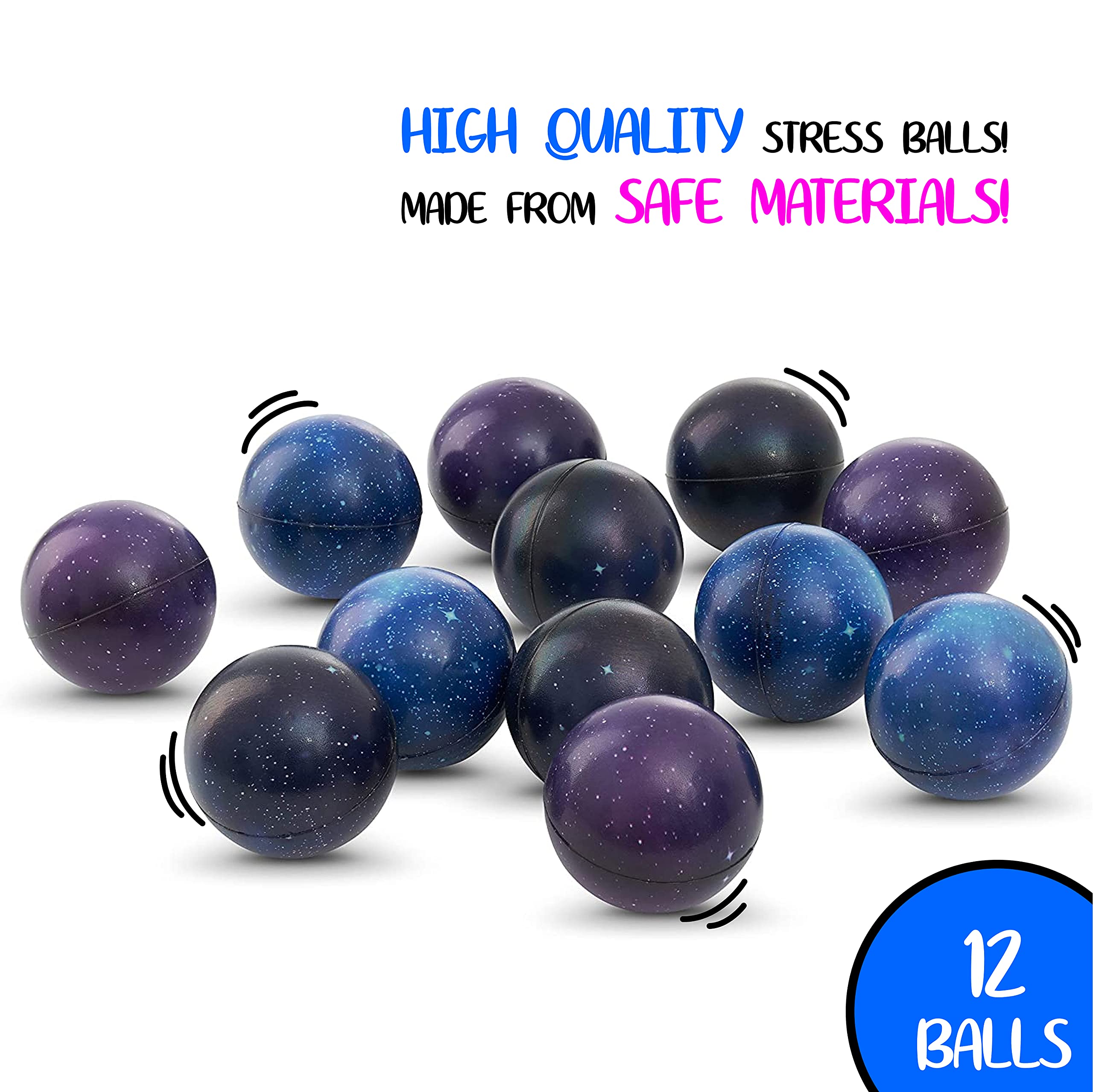 12 Pack Galaxy Stress Balls for Adults & Kids - 2.5