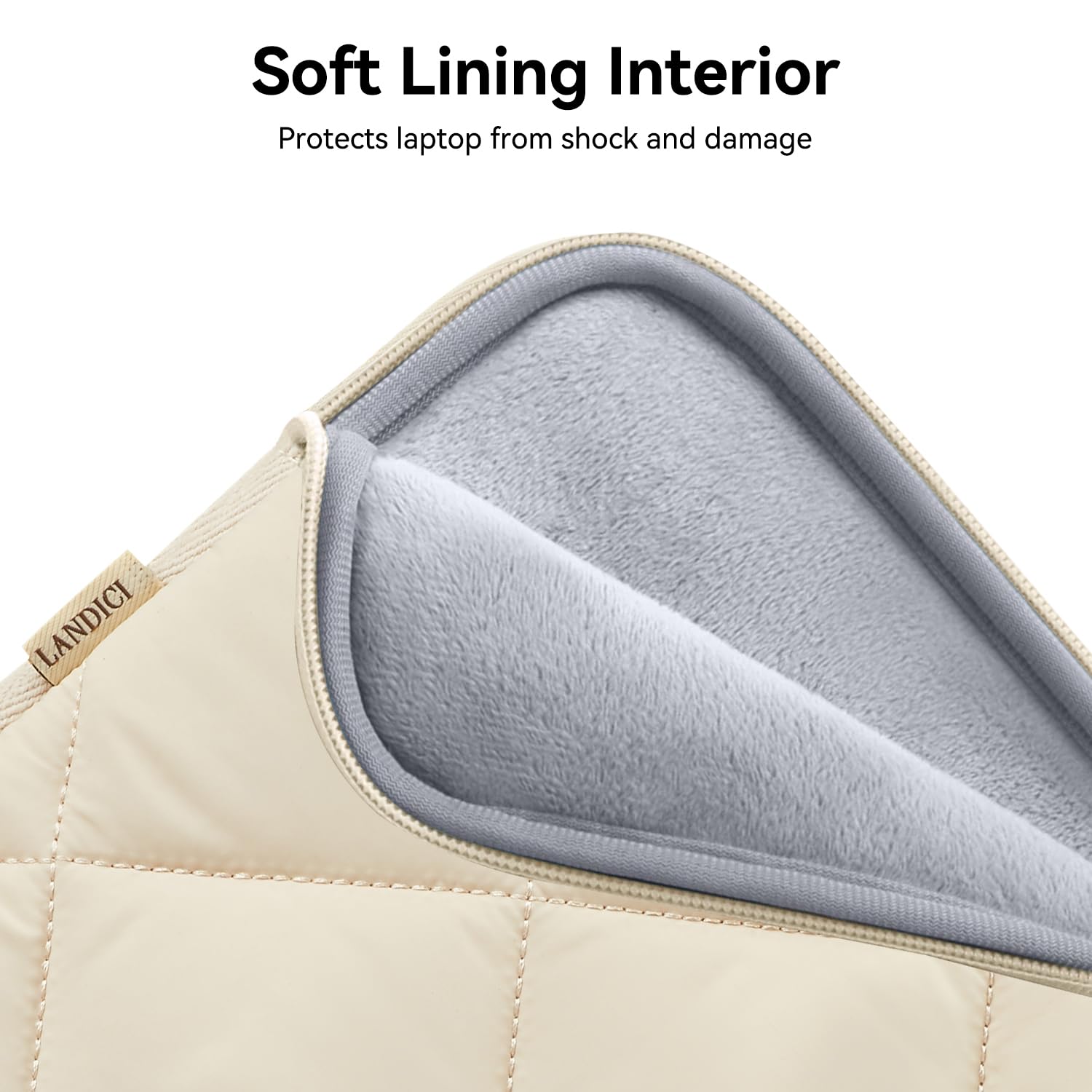 LANDICI Puffy Laptop Sleeve 14-15 Inch - Protective Case Compatible with MacBook Pro 14/15, MacBook Air M2 15, Surface Laptop 4/5, Chromebook 14 - Cute Computer Cover with Accessories Pouch (Apricot) - Perfect for Work, School & Travel