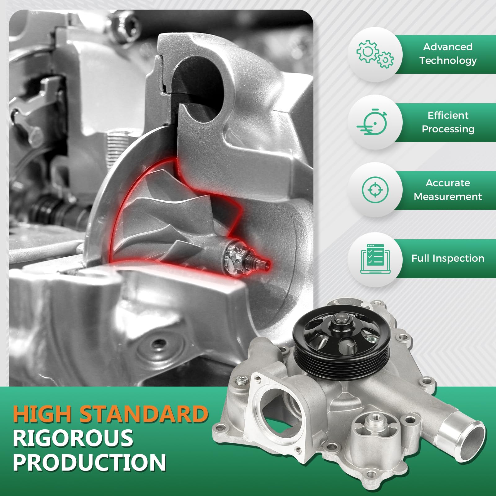 Ford B600 L6-6.6L Engine Water Pump AW4062 Replacement - Compatible with 1987-1990 Models - Perfect for Cooling System Repair & Maintenance