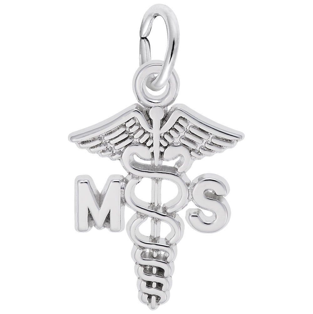 Ms Caduceus Charm - Sterling Silver Medical Symbol Pendant for Bracelets & Necklaces - Perfect for Nurses, Doctors & Healthcare Professionals Gifts