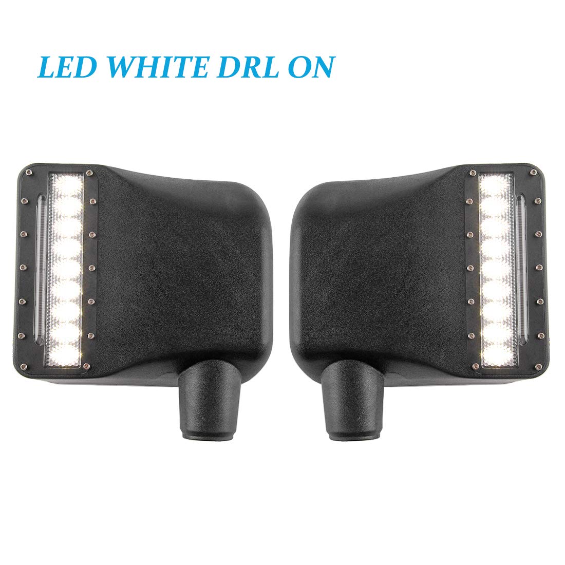 Jeep Wrangler JK JKU 2007-2018 Side Mirror Lights with White LED Spot & Amber Turn Signal - Durable Rear View Mirror Housing (1 Pair) - Perfect for Night Driving & Off-Road Adventures