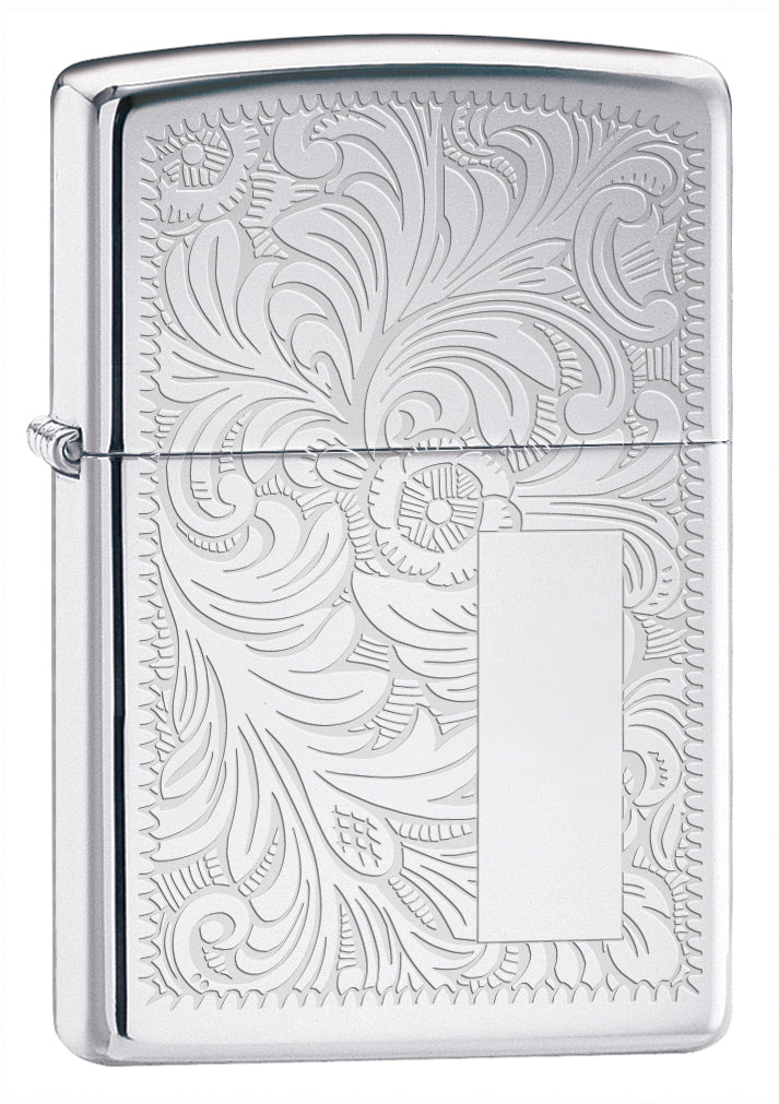 Zippo Venetian Chrome Lighter - Windproof Refillable Metal Lighter for Outdoor, Camping, Smoking & Collectibles | Classic Vintage Design for Men & Women