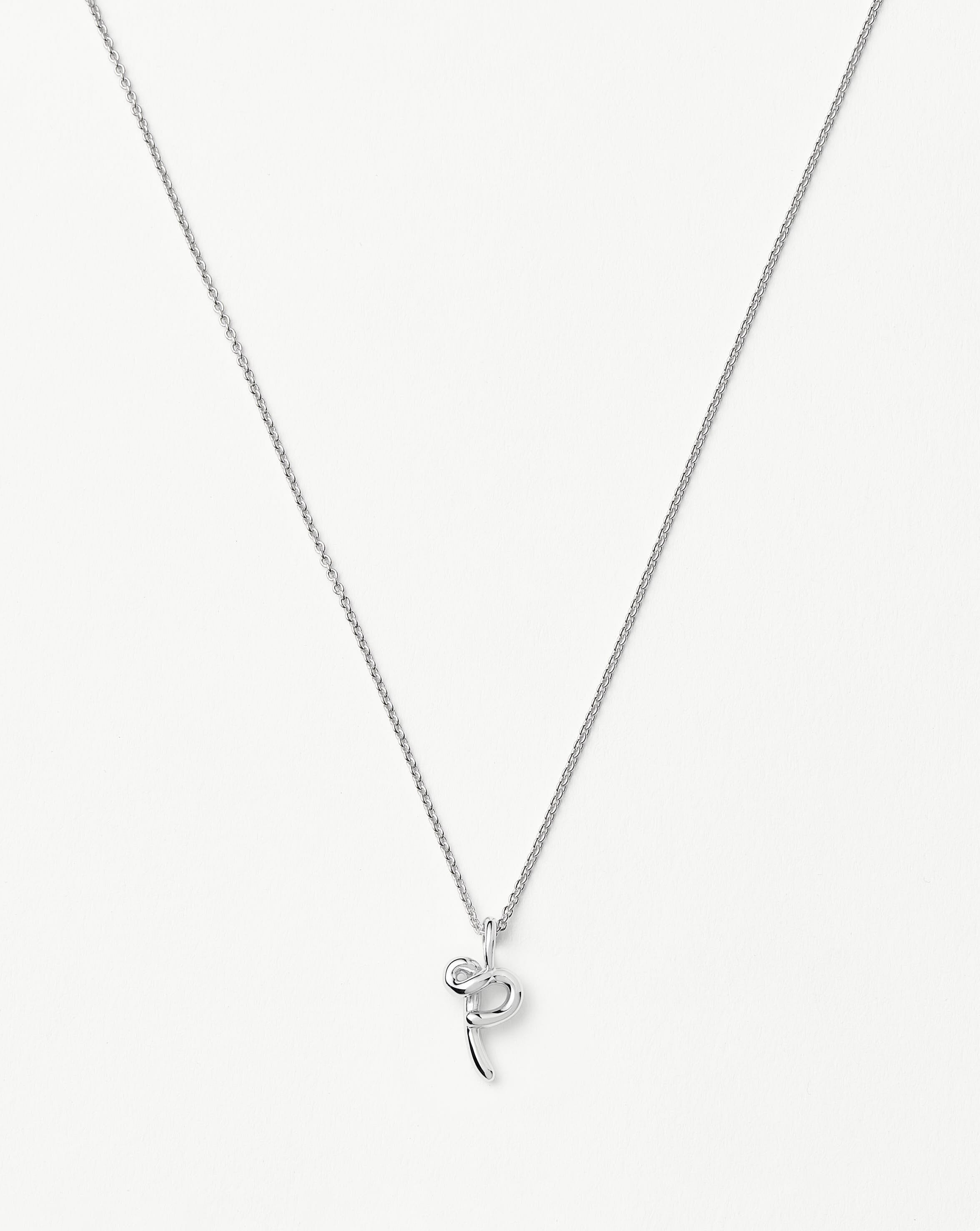 Curly Molten Mini Initial Necklace | Personalized Sterling Silver Jewelry | Perfect Gift for Birthdays, Anniversaries & Valentine's Day
