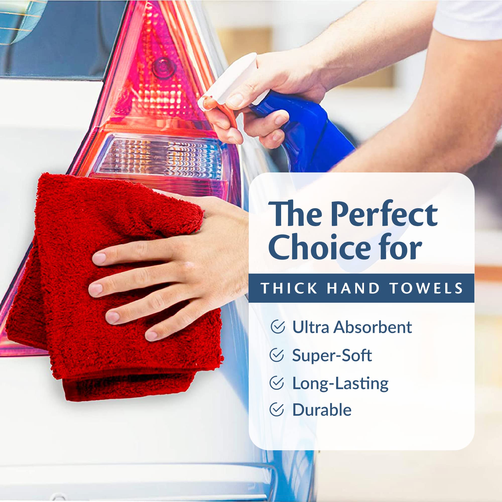 Premium 100% Ring Spun Cotton Towels - Ultra Absorbent Multi-Purpose Cleaning Cloths (12 Pack, 16