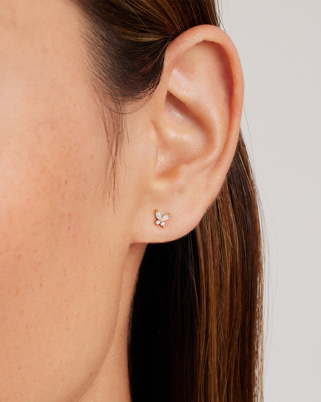 Opal Butterfly Single Stud Earrings - Dainty White Opal Butterfly Jewelry for Women, Perfect for Everyday Wear & Special Occasions
