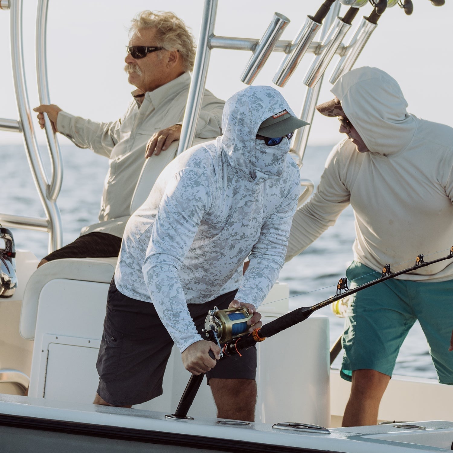 Grundens Tough Sun Masked Hoodie - UPF 50+ Sun Protection Fishing Hoodie for Men & Women - Perfect for Fishing, Hiking, and Outdoor Activities