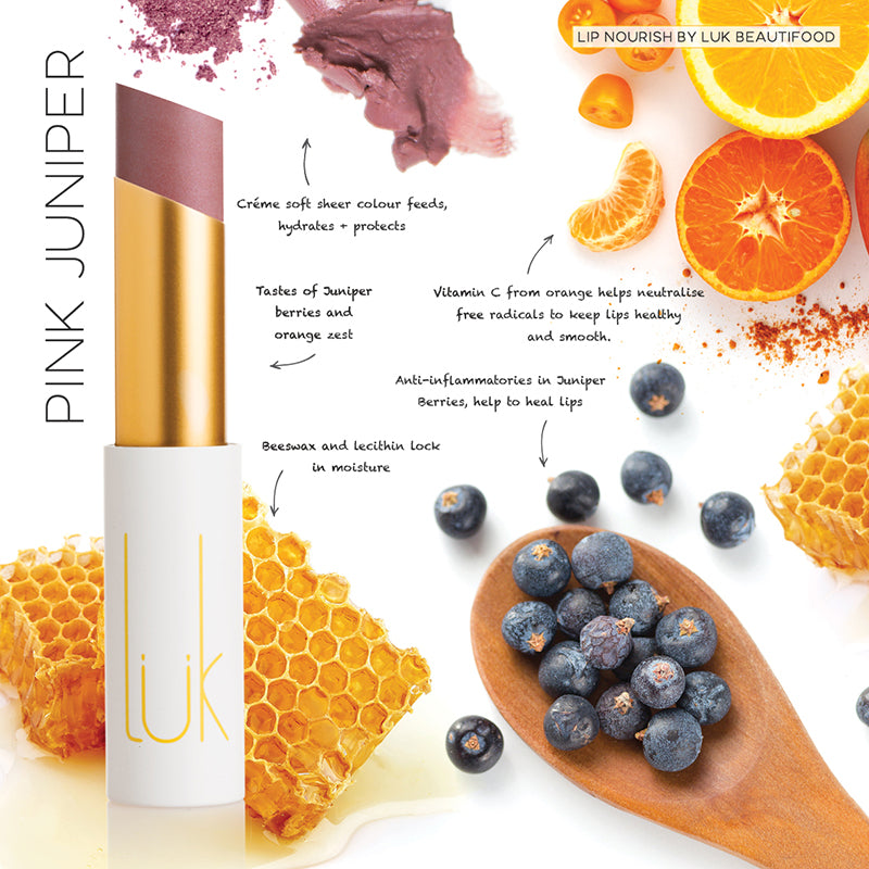 Pink Juniper Lip Nourish Balm - 100% Natural Organic Lip Care for Dry & Chapped Lips - Hydrating & Soothing Lip Treatment for Women & Men - Perfect for Winter, Travel & Daily Moisturizing
