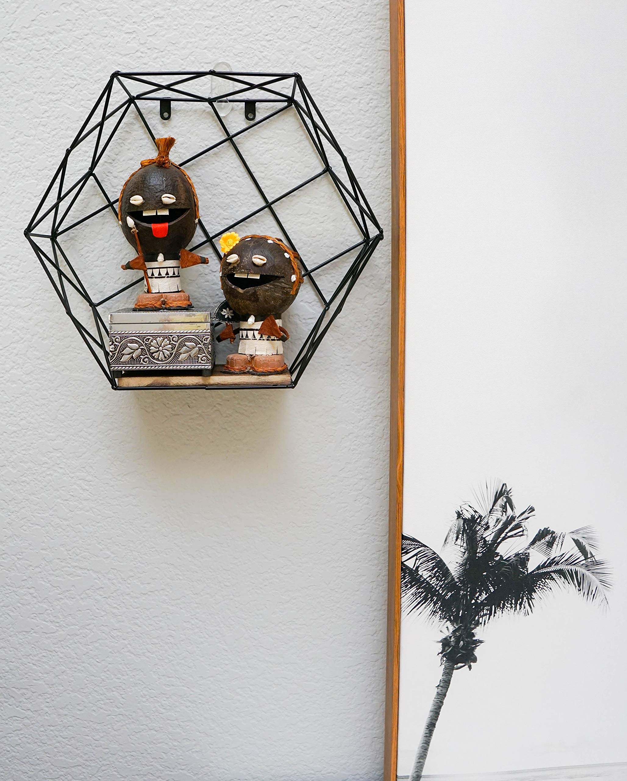 Admired by Nature 3-Piece Hexagon Floating Shelves Set - Matte Black Geometric Wall Shelves for Home Decor, Wall Storage & Display | Perfect for Living Room, Bedroom, Bathroom & Office Organization