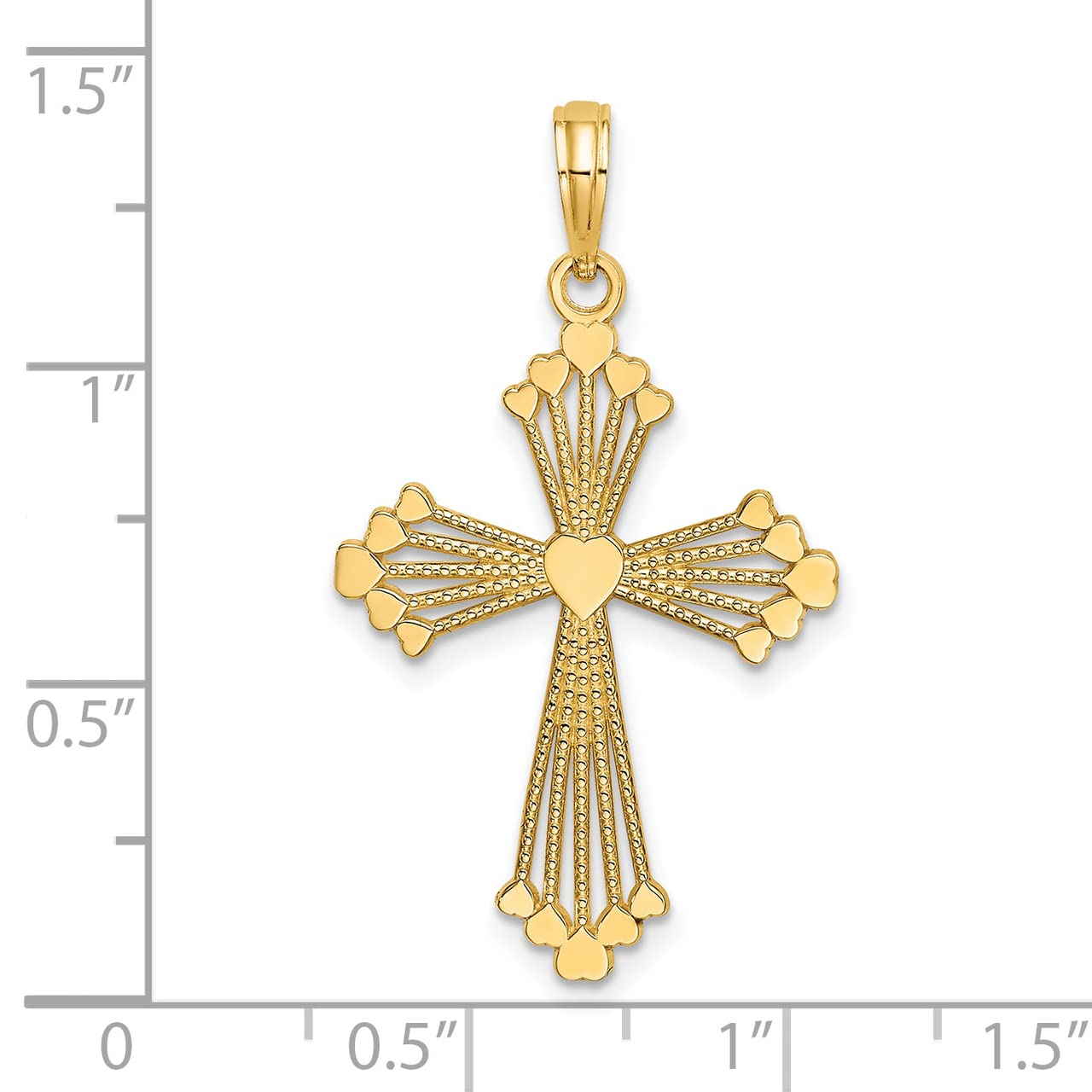 14k Yellow Gold Cross Necklace with Heart Charm - Elegant Religious Jewelry for Women, Perfect for Gifts, Baptism, Weddings & Everyday Wear