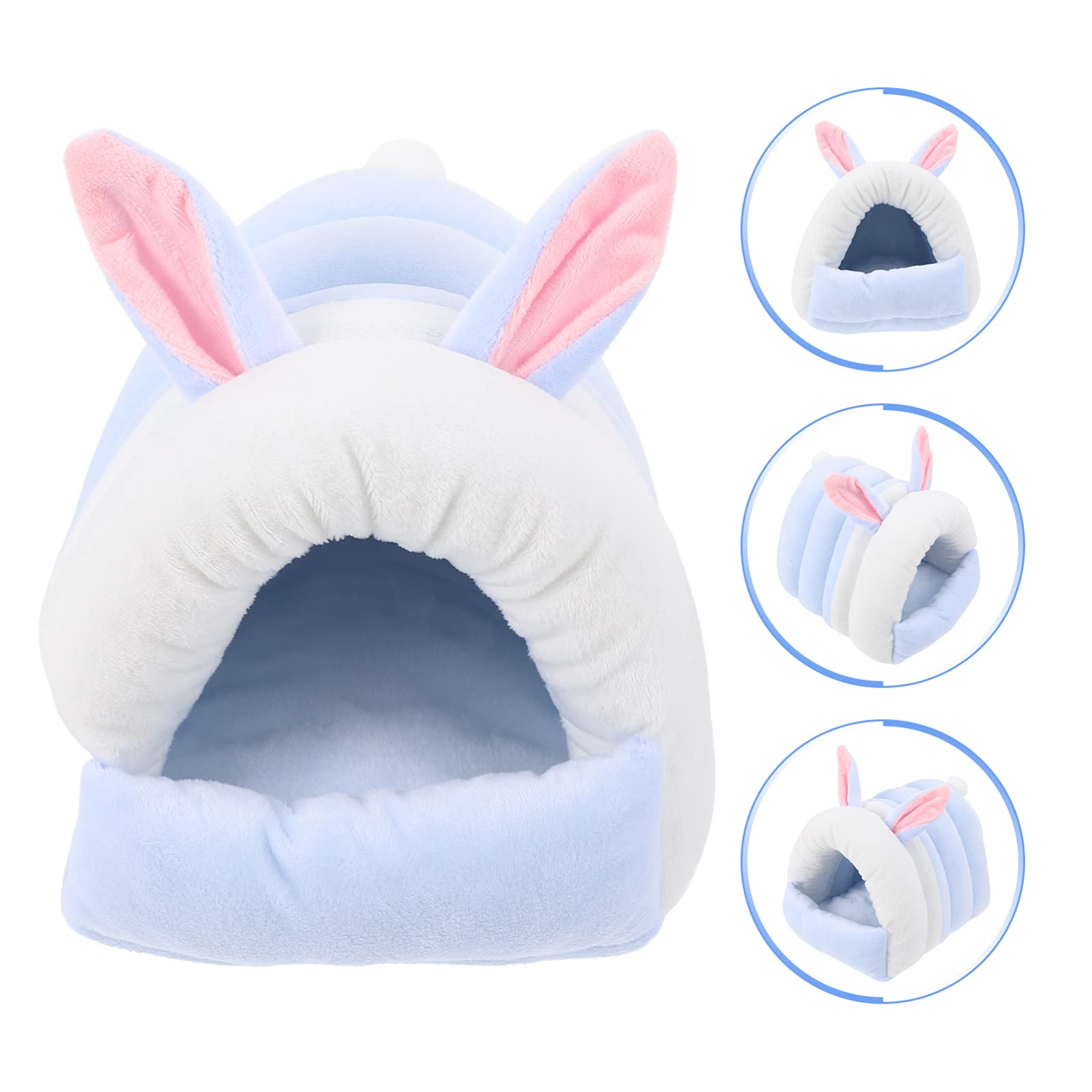 Balacoo Hamster Nest - Warm Hanging Bed & Hideout for Small Pets, Plush Hammock with Stuffed Bunnies, Cozy Cotton House for Hamsters, Gerbils & Mice - Perfect for Winter Warmth & Cage Comfort