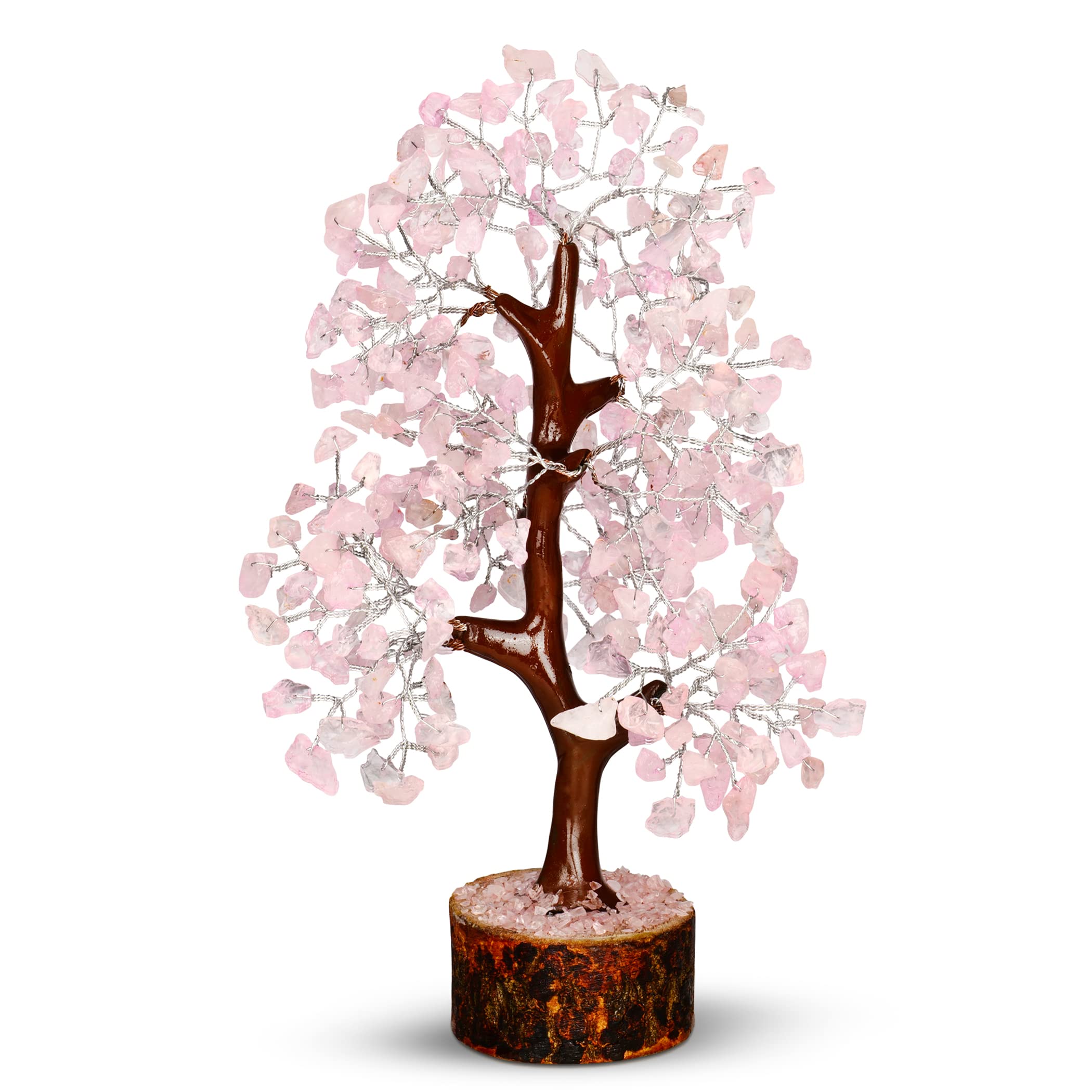 Rose Quartz Money Tree - Spiritual Healing Crystal Gemstone for Feng Shui Office Decor | Pink Crystal Rose Tree for Home, Meditation Room & Hippie Gifts | Positive Energy & Wealth Attraction Decor