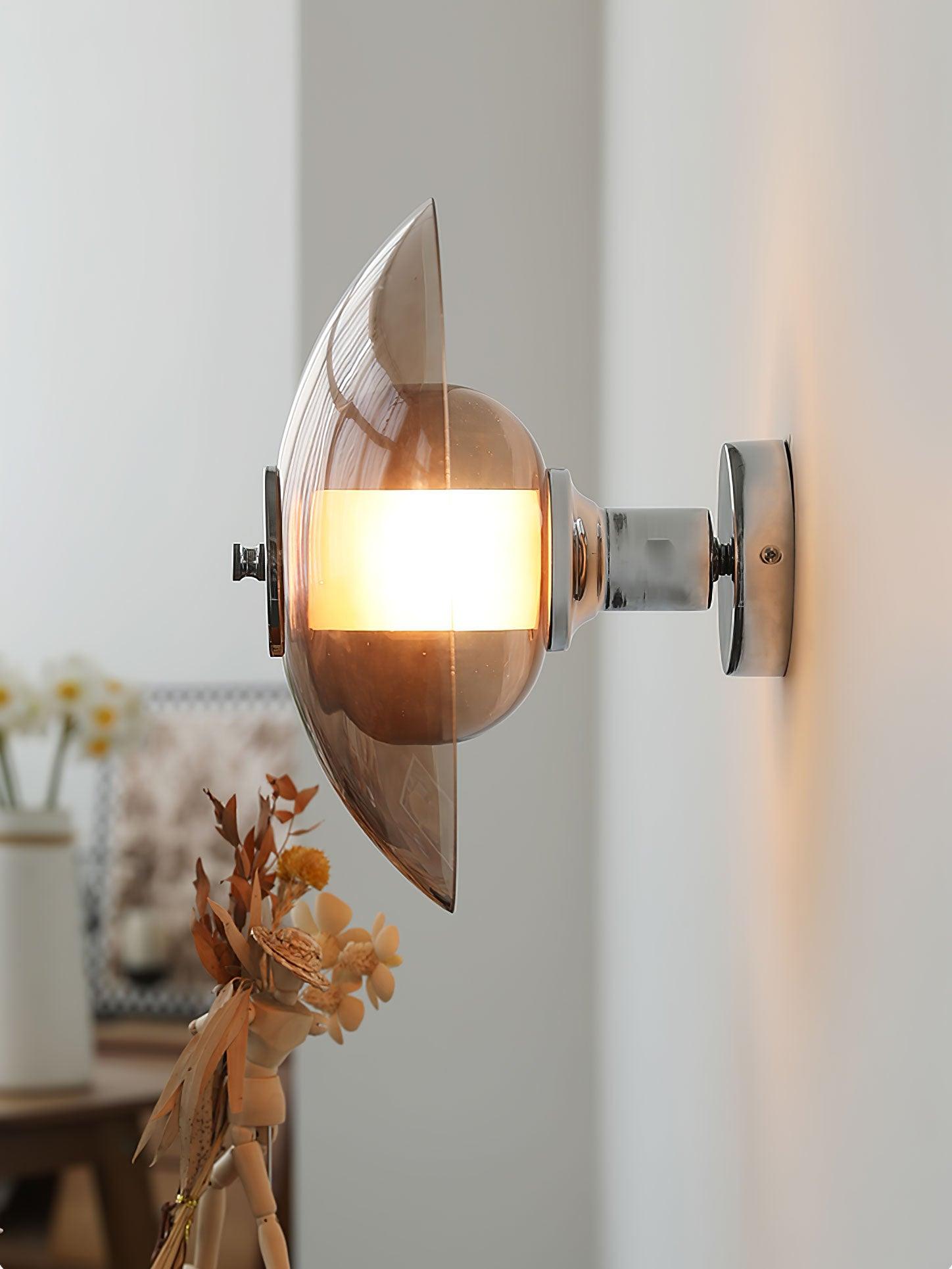 Modern Chrome UFO Wall Light Fixture - Sleek Flying Saucer Design for Bedroom, Living Room, or Hallway Lighting