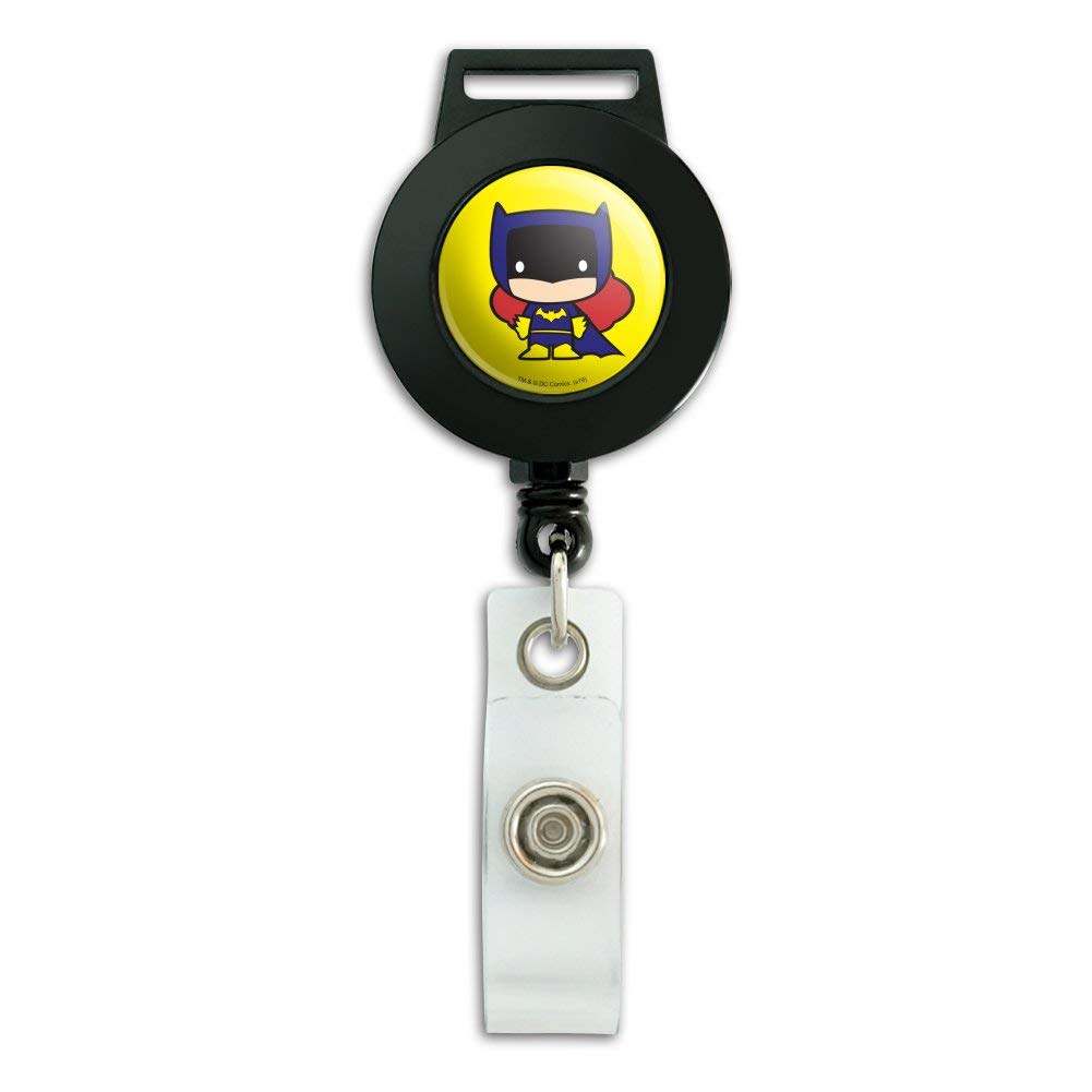 Batman & Batgirl Cute Chibi Character Retractable Lanyard with ID Badge Holder - Perfect for Comic Con, Work Security Badges, and School IDs