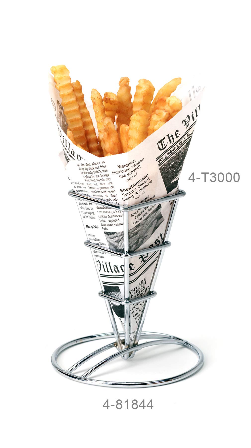 G.E.T. 4-T3000 White Food-Safe Cone Basket Liners - 2000 Pack of Deli Wrap Paper, Newspaper Themed Tissue Liners for Bakery, Ice Cream, and Takeout Food Service