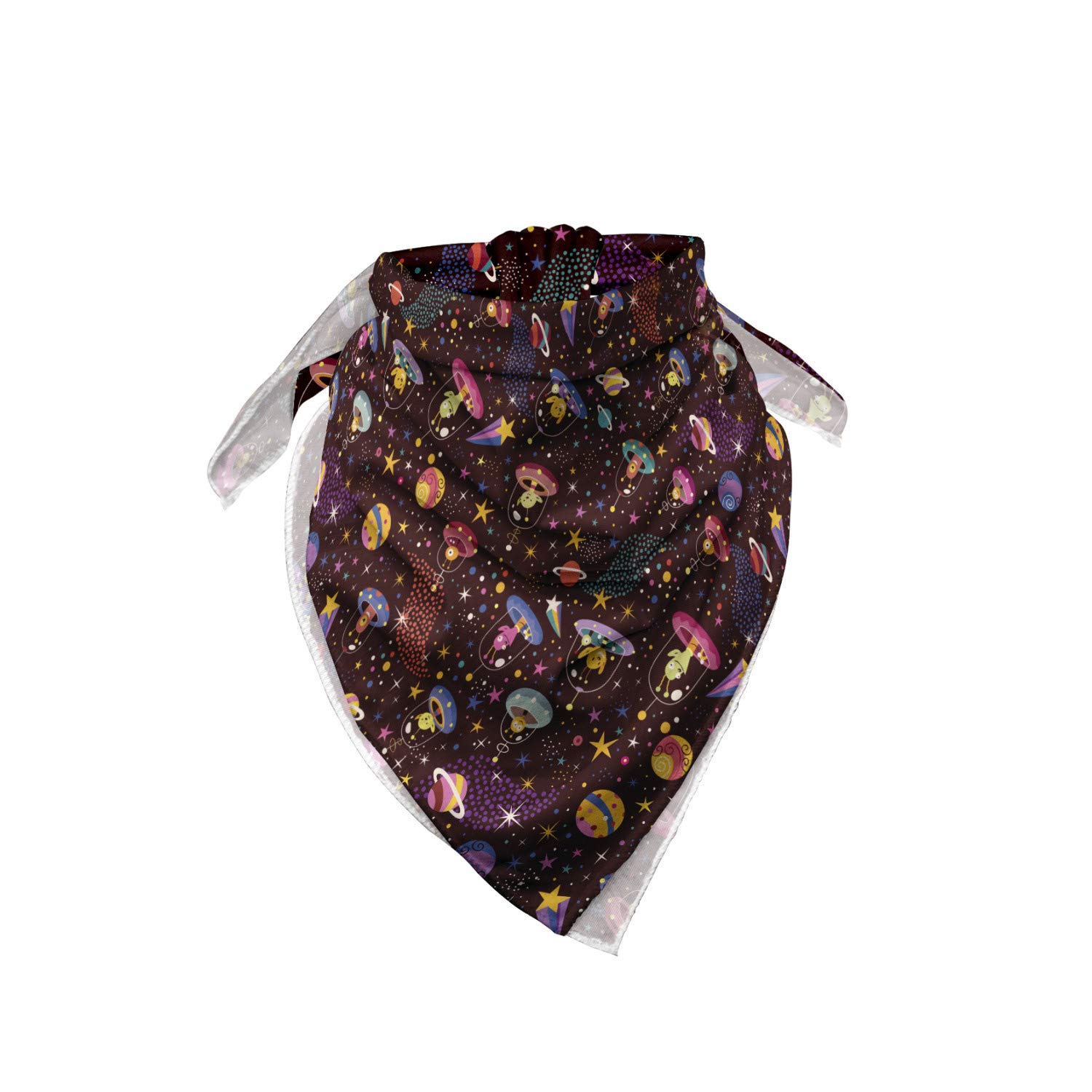 Ambesonne Space Bandana - Alien Planets and UFOs Print, Unisex Head and Neck Scarf for Men & Women | Perfect for Outdoor Activities, Cosplay, and Sci-Fi Events