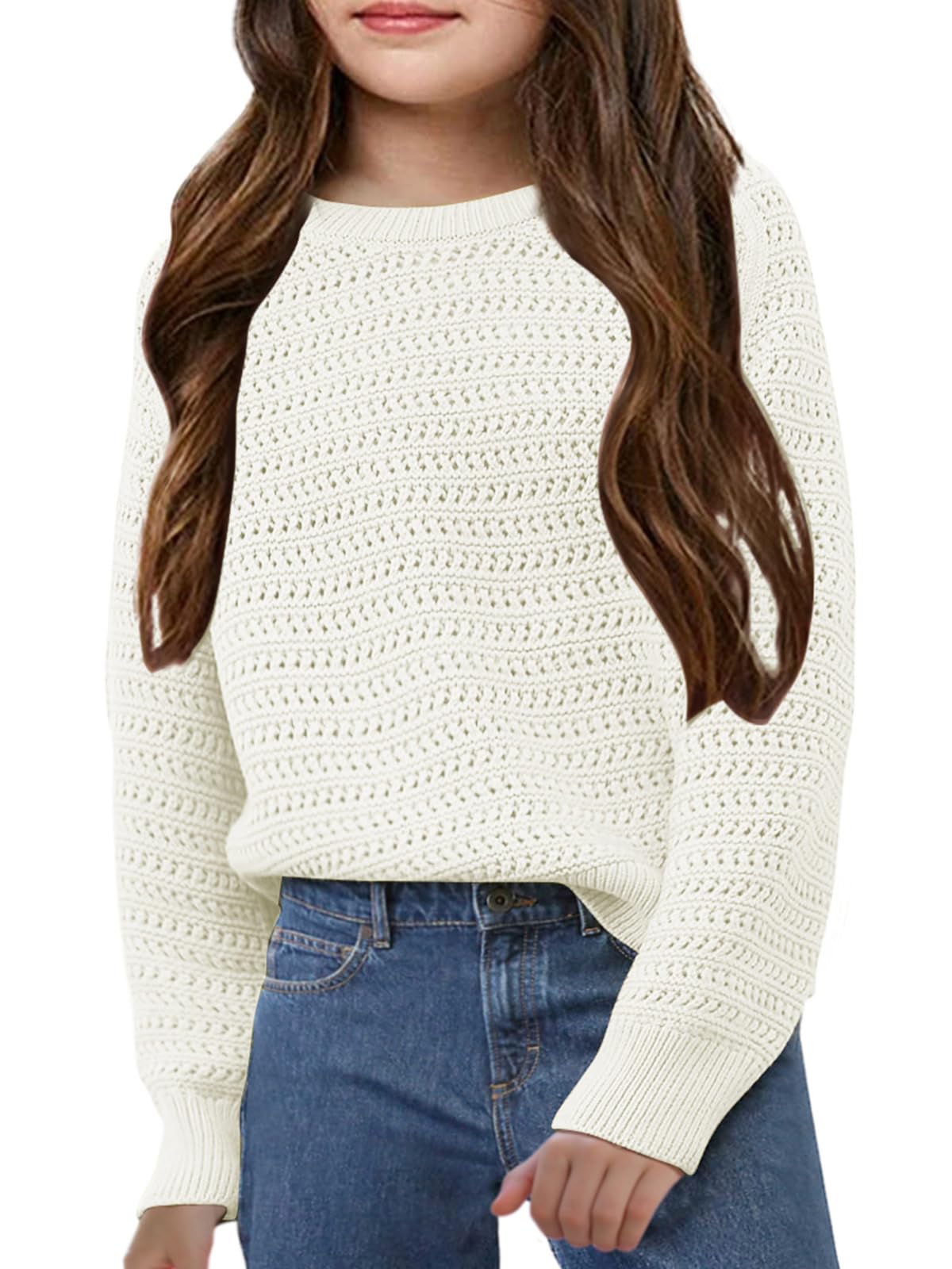 Girls Chunky Knit Sweater - Soft Crewneck Pullover Jumper for Kids Ages 5-14 | Cozy Winter Fashion Top for School, Playdates & Family Outings