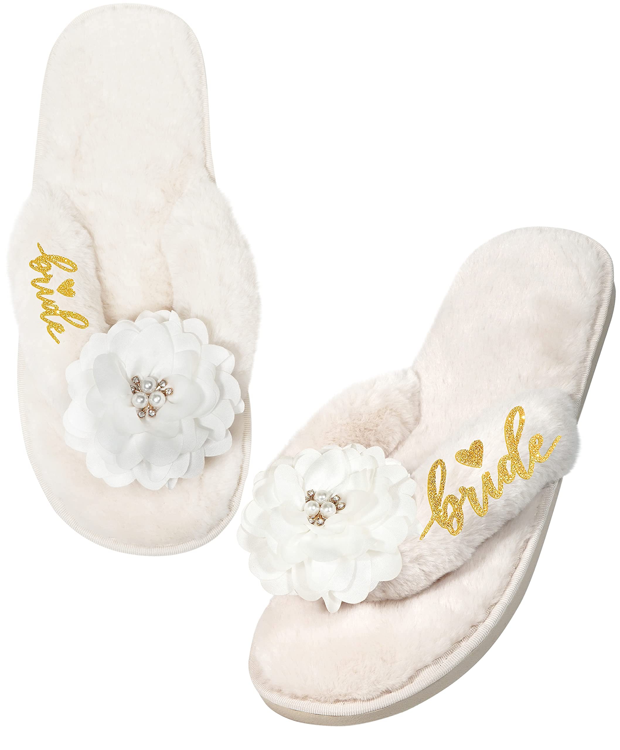 Women's 'I Do' Bridal Slippers - Wedding Shower, Bachelorette Party & Honeymoon Gifts for Bride, Bridesmaids - Comfortable House Shoes for Engagement, Wedding & Special Occasions
