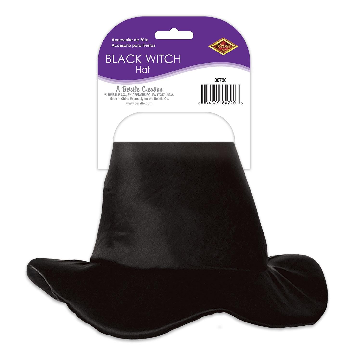 12 Pack Beistle Halloween Satin Soft Black Witch Hat - Premium Costume Accessories for Witch, Warlock & Gothic Cosplay - Perfect for Halloween Parties, Themed Events & Photo Shoots