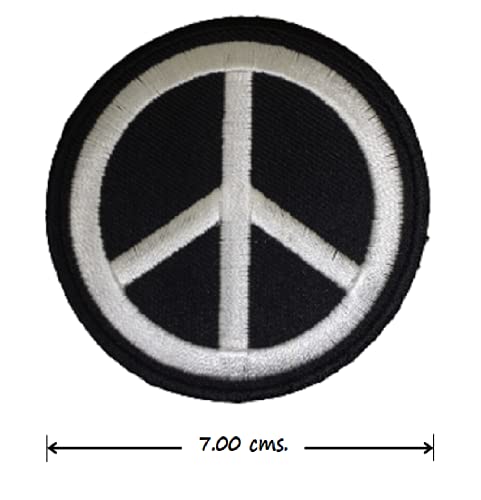 XOmise 5-Piece Black & White Peace Sign Embroidered Patches - Iron On & Sew On for Biker Jackets, Shirts, Jeans, Hats, Backpacks - Perfect for DIY Customization, Punk Fashion, and Personal Style Expression