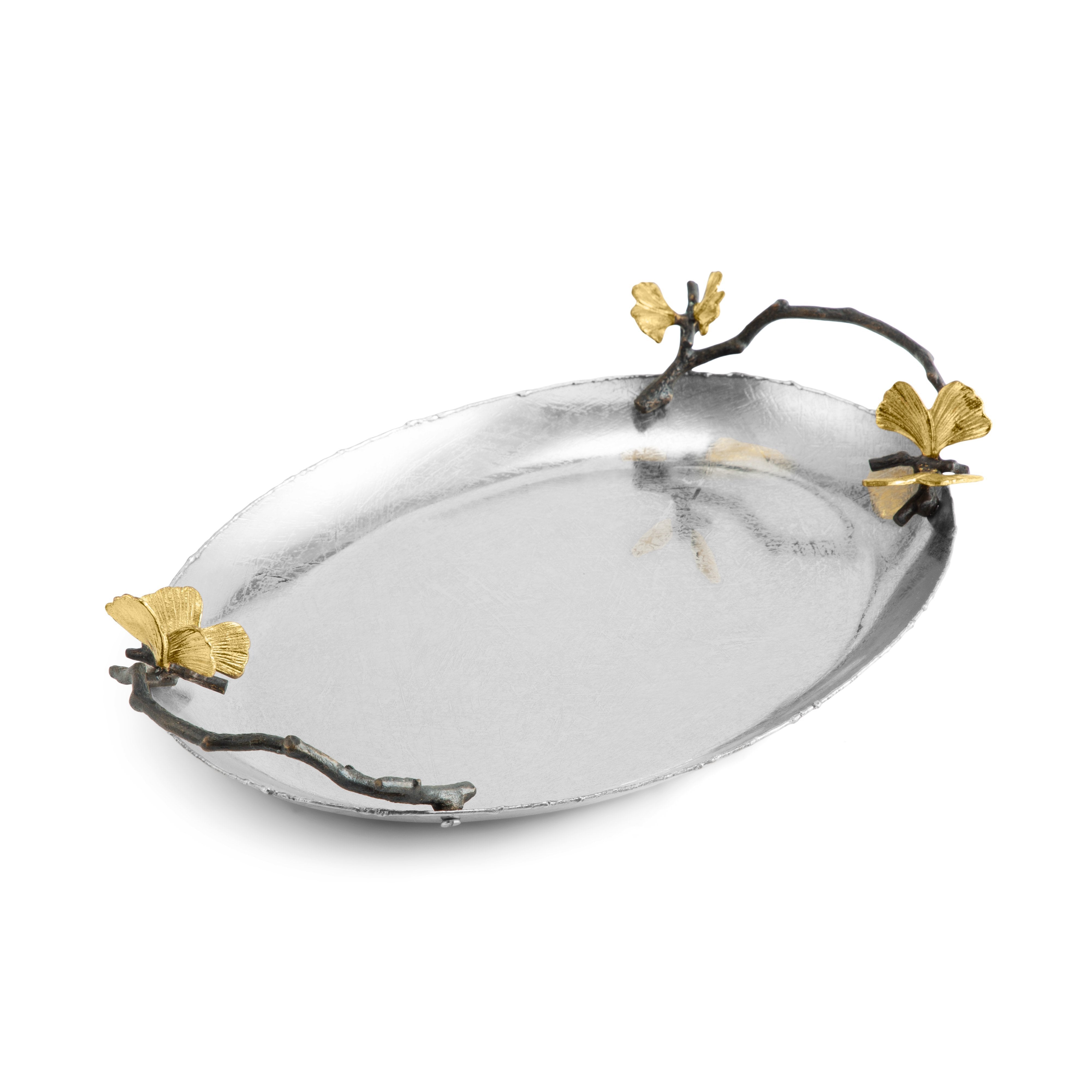 Butterfly Ginkgo Medium Serving Tray - Elegant Decorative Tray for Dining, Kitchen, or Coffee Table - Perfect for Entertaining, Home Decor, and Gift Giving