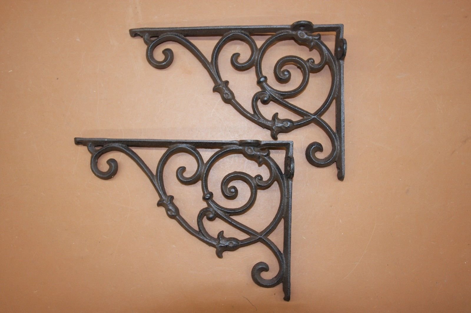 Farmhouse Style Kitchen Island Decorative Shelf Brackets - Heavy Duty Solid Cast Iron, 10 1/8 Inch, Set of 8 - Perfect for Rustic Kitchen Decor, Open Shelving & DIY Home Improvement Projects