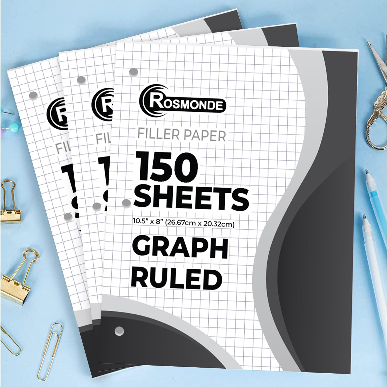 4x4 Grid Graph Paper 3 Pack - 450 Sheets, 8