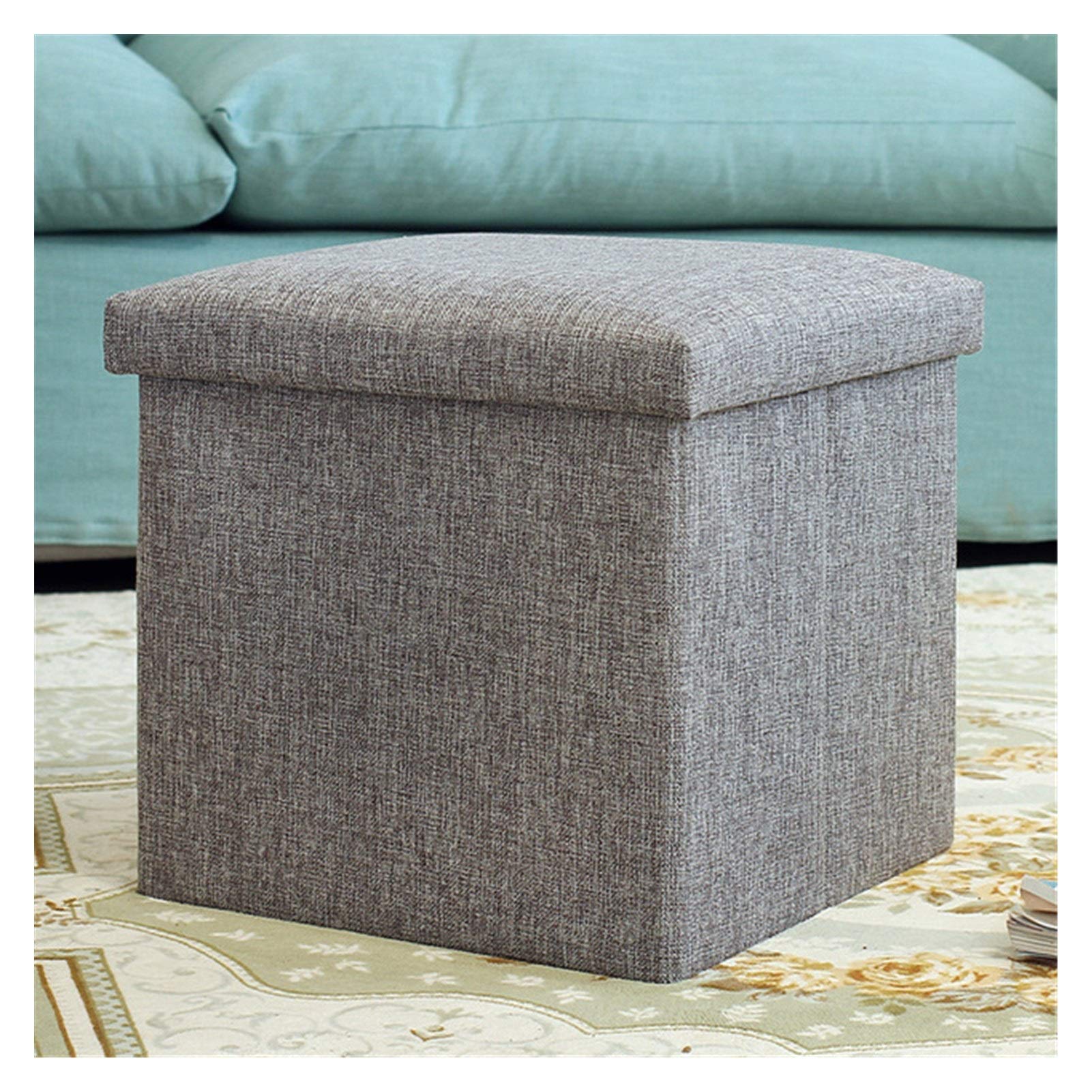 Foldable Storage Footrest & Ottoman Bench - Multifunctional Shoe Box, Coffee Table & Seat with Hidden Storage - 25x25x25cm (Gray) - Perfect for Living Room, Bedroom & Office Organization