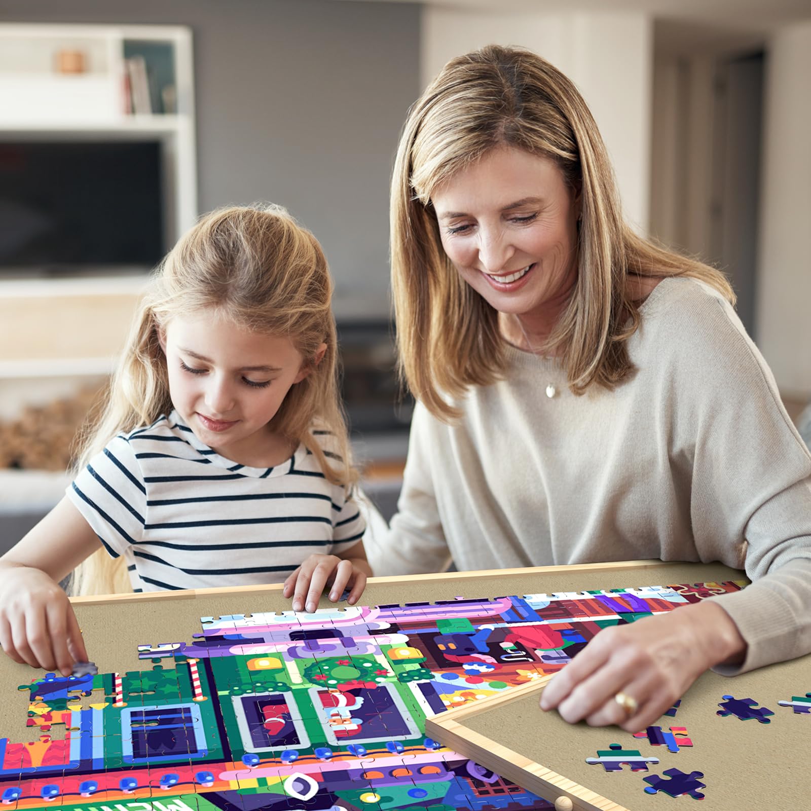 1500 Piece Jigsaw Puzzle Board with Drawers & Cover - Adjustable Tilt Stand & Rotating Lazy Susan - Portable Puzzle Mat for Adults & Kids - Perfect for Family Game Nights, Travel & Home Entertainment