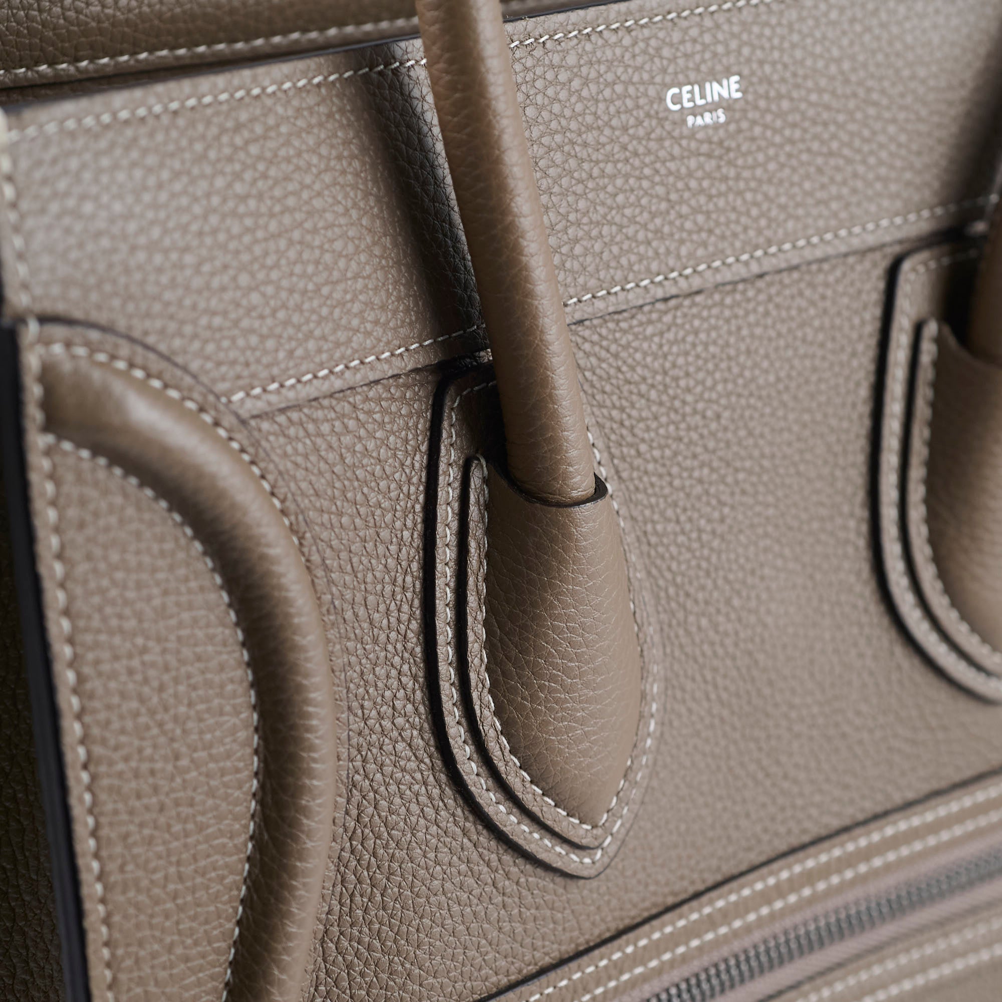 Celine Micro Luggage Bag in Taupe - Premium Grained Leather Handbag for Women | Perfect for Work, Travel & Everyday Use